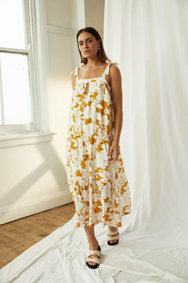 Mon Renn Wear Magnolia Midi Dress, Magnolia Floral 2 Mon Renn Wear Magnolia Midi Dress, Magnolia Floral