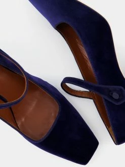Le Monde Béryl Wear Mary Jane Pumps In Sapphire Blue Velvet