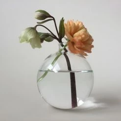 Brook Drabot Medium Blown Glass Bud Vase, Clear Live