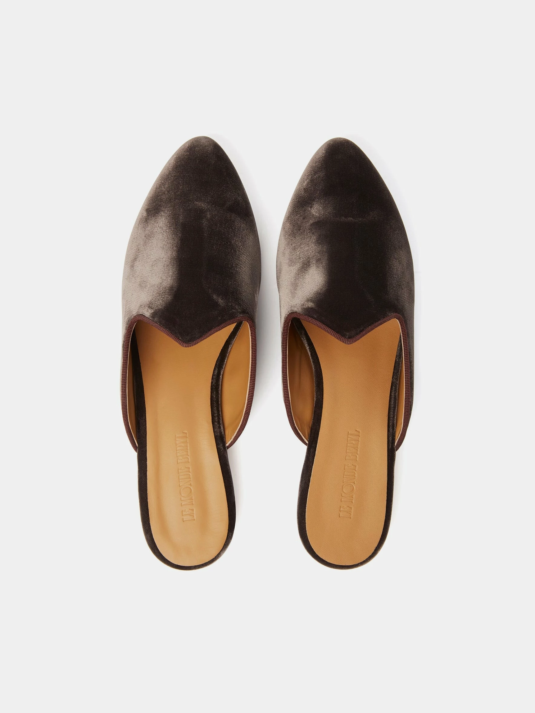 Le Monde Béryl Venetian Mule In Mole Grey Velvet 2 Le Monde Béryl Venetian Mule In Mole Grey Velvet