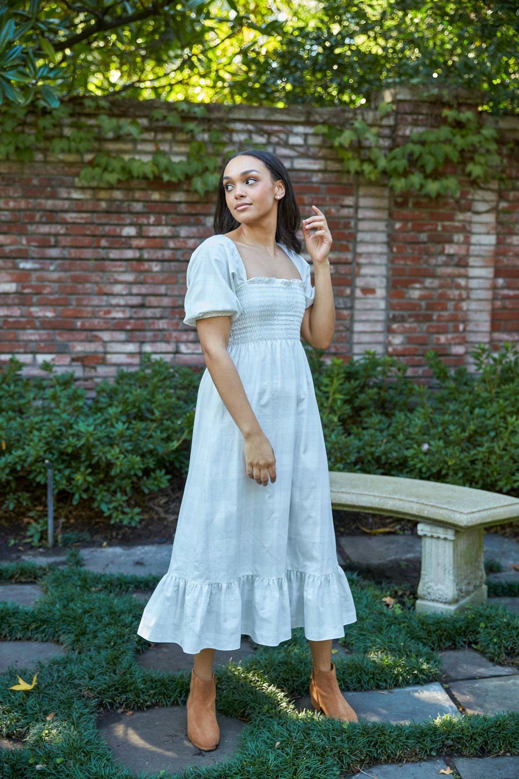 Bailey Harrison The Alice Dress, White Grey Plaid 2 Bailey Harrison The Alice Dress, White Grey Plaid