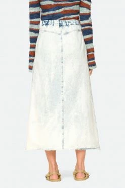 Sea NY Wear Birdie Bleached Denim Skirt, Blue