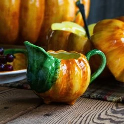 Vietri Pumpkins Figural Pumpkin Sauce Server