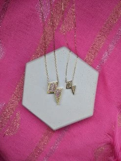 Campbell + Charlotte Mini Juju Lightning Bolt Charm Necklace Wear