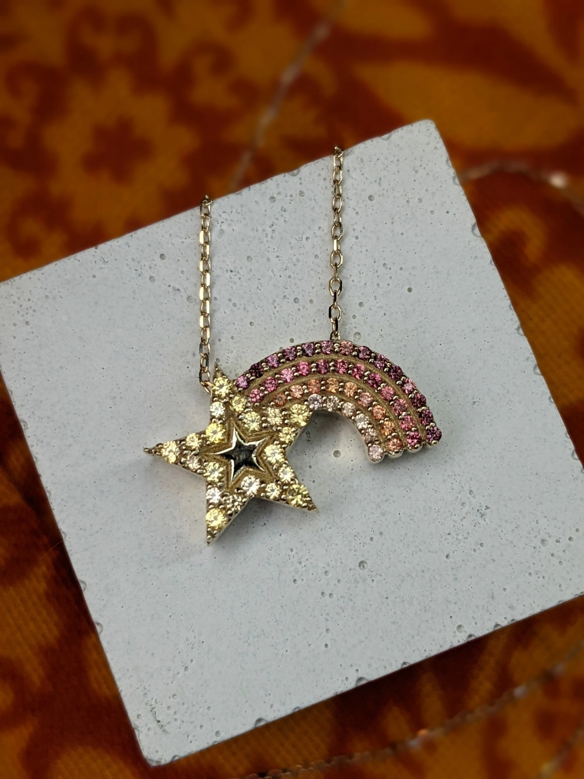 Campbell + Charlotte JuJu Shooting Star Charm Necklace - Orange Wear 7 Campbell + Charlotte JuJu Shooting Star Charm Necklace - Orange Wear