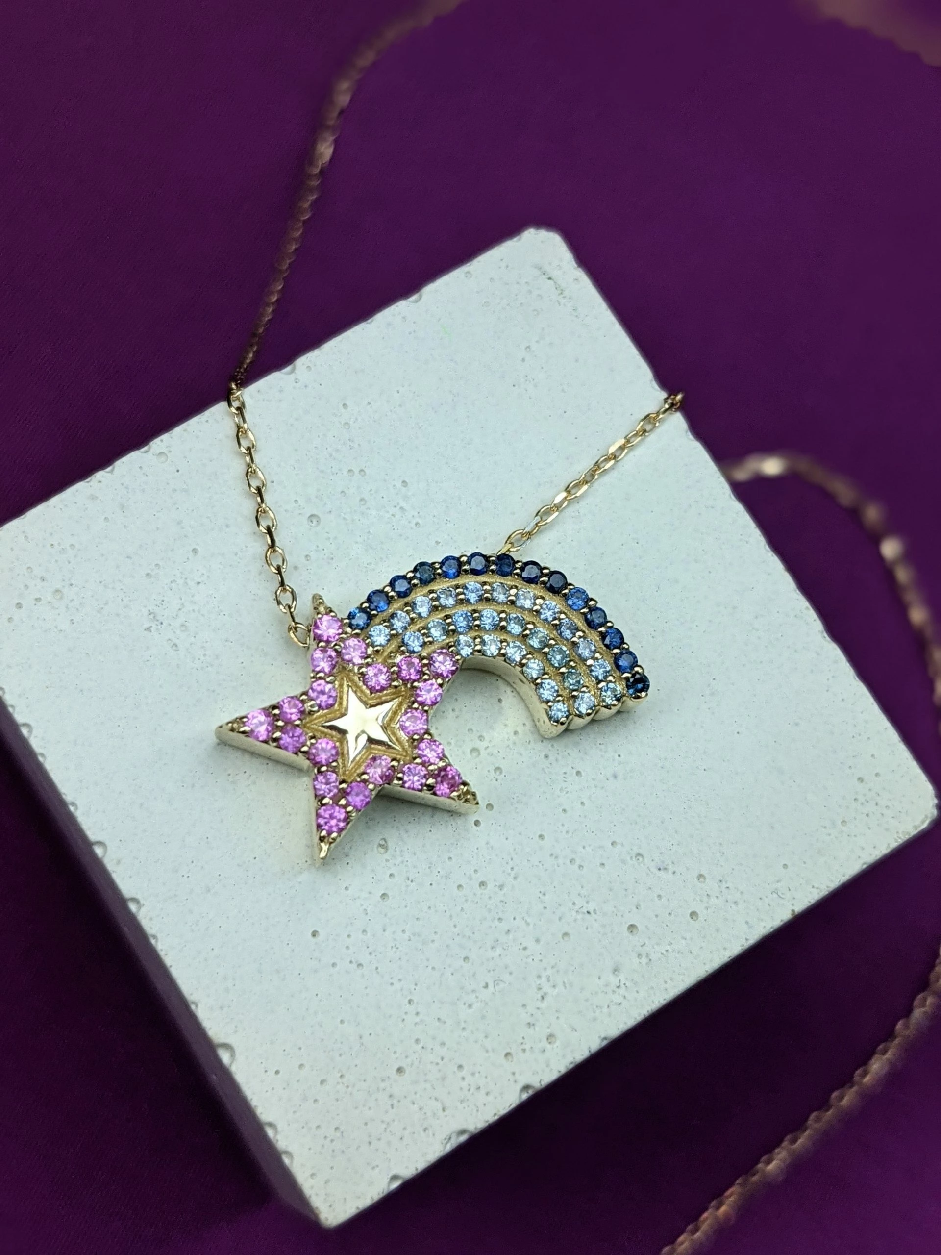 Campbell + Charlotte JuJu Shooting Star Charm Necklace - Pink & Blue 7 Campbell + Charlotte JuJu Shooting Star Charm Necklace - Pink & Blue