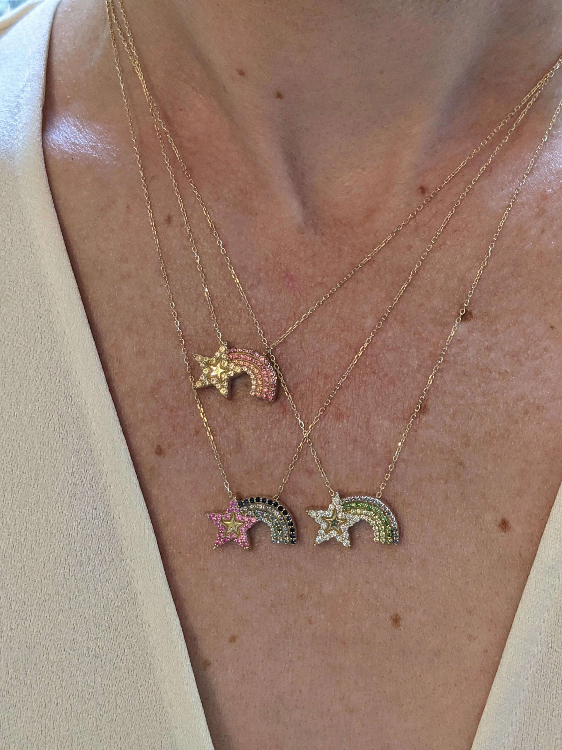 Campbell + Charlotte JuJu Shooting Star Charm Necklace - Pink & Blue 8 Campbell + Charlotte JuJu Shooting Star Charm Necklace - Pink & Blue