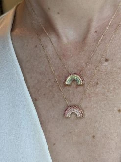 Campbell + Charlotte Wear JuJu Rainbow Charm Necklace - Pink Ombre