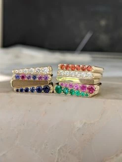 Campbell + Charlotte The Edge Tapered Stacking Ring - Blue Sapphire Wear