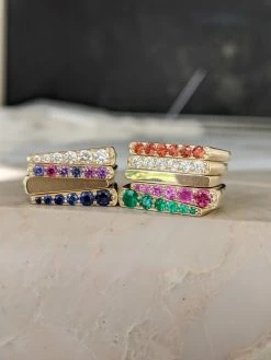 Campbell + Charlotte The Edge Tapered Stacking Ring - Pink Sapphire