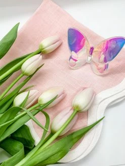 Fenwick Fields Linen Scalloped Square, Peony Pink 5 Fenwick Fields Linen Scalloped Square, Peony Pink