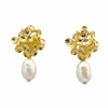 M Donohue Collection Sara Gold White Pearl Earrings Wear