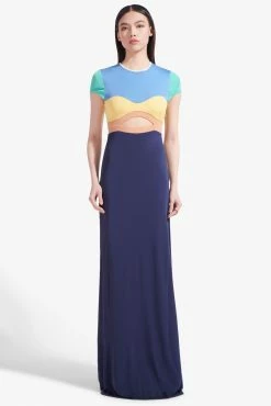 Staud Piera Dress, Cool Ocean Multi