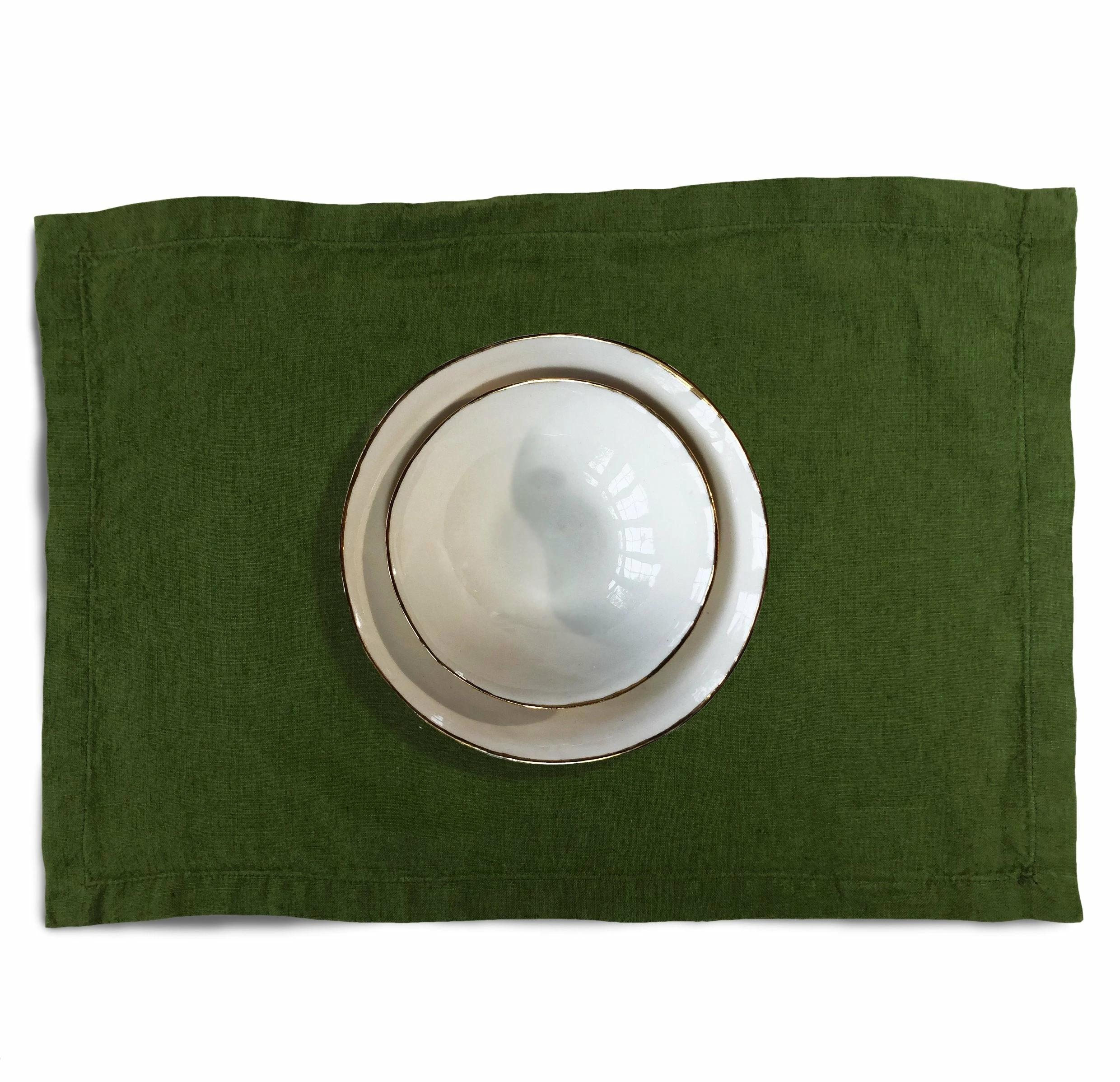 Bertioli By Thyme Dark Green Linen Placemat 1 Bertioli By Thyme Dark Green Linen Placemat