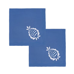 Elizabeth Lake Pomegranate Dinner Napkins French Blue, Set Of 2