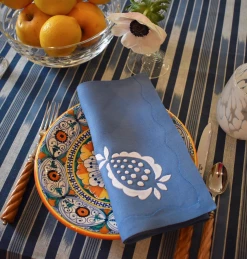 Elizabeth Lake Pomegranate Dinner Napkins French Blue, Set Of 2