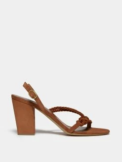 Le Monde Béryl Rope Sandal Heel In Rust Suede