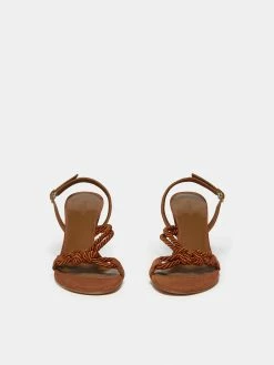 Le Monde Béryl Rope Sandal Heel In Rust Suede