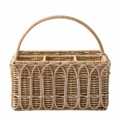 Juliska Provence Rattan Whitewash Silverware Caddy With Place For Napkins Serving Pieces