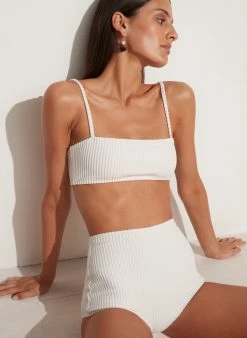 Faithfull The Brand Adara Bikini Top, Plain Off White