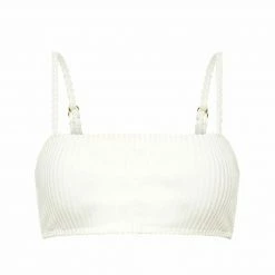 Faithfull The Brand Adara Bikini Top, Plain Off White