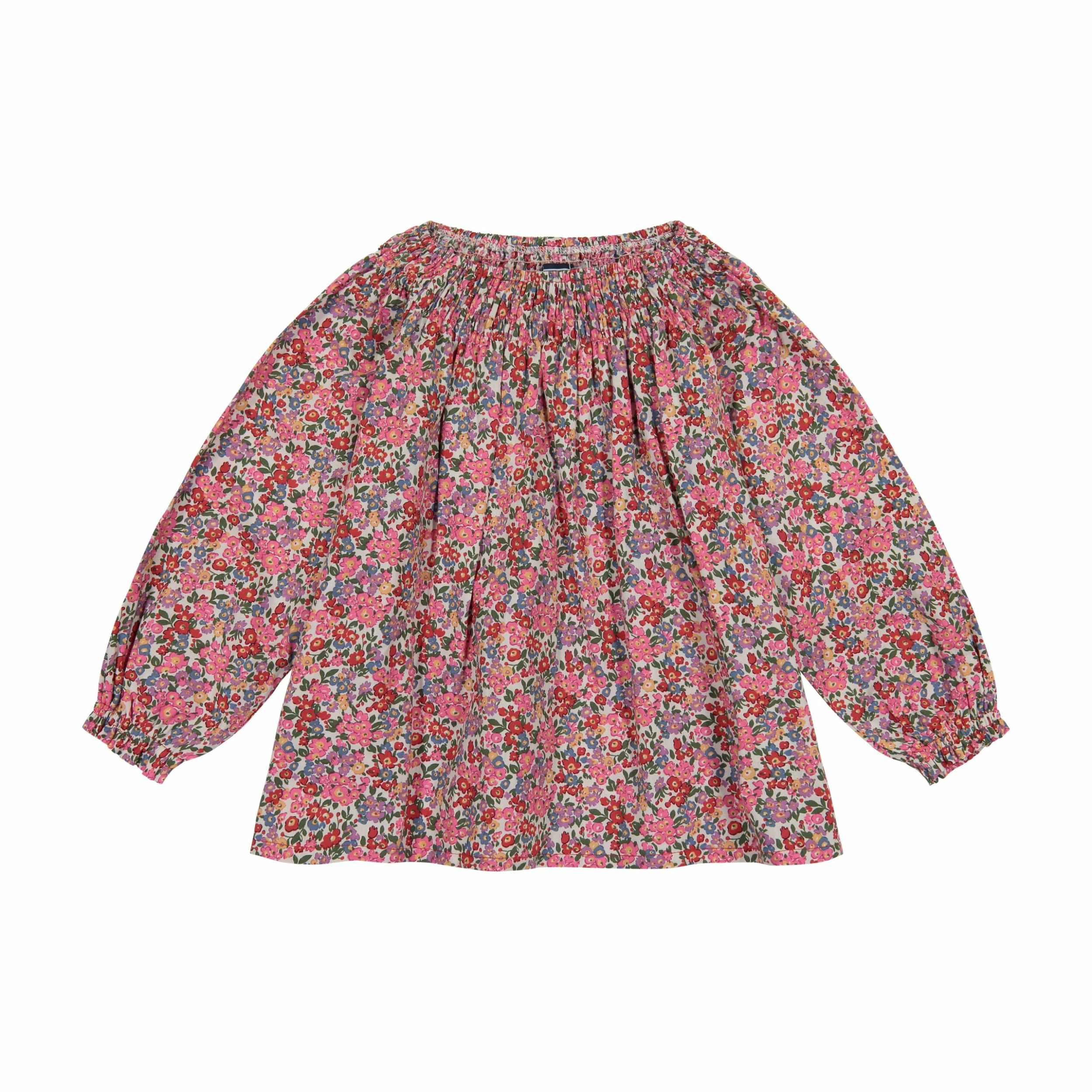 Busy Bees For Kids Georgina Girls Smocked Top, Multi Floral 1 Busy Bees For Kids Georgina Girls Smocked Top, Multi Floral
