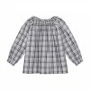 Busy Bees Georgina Girls Smocked Top, White Navy Plaid For Kids