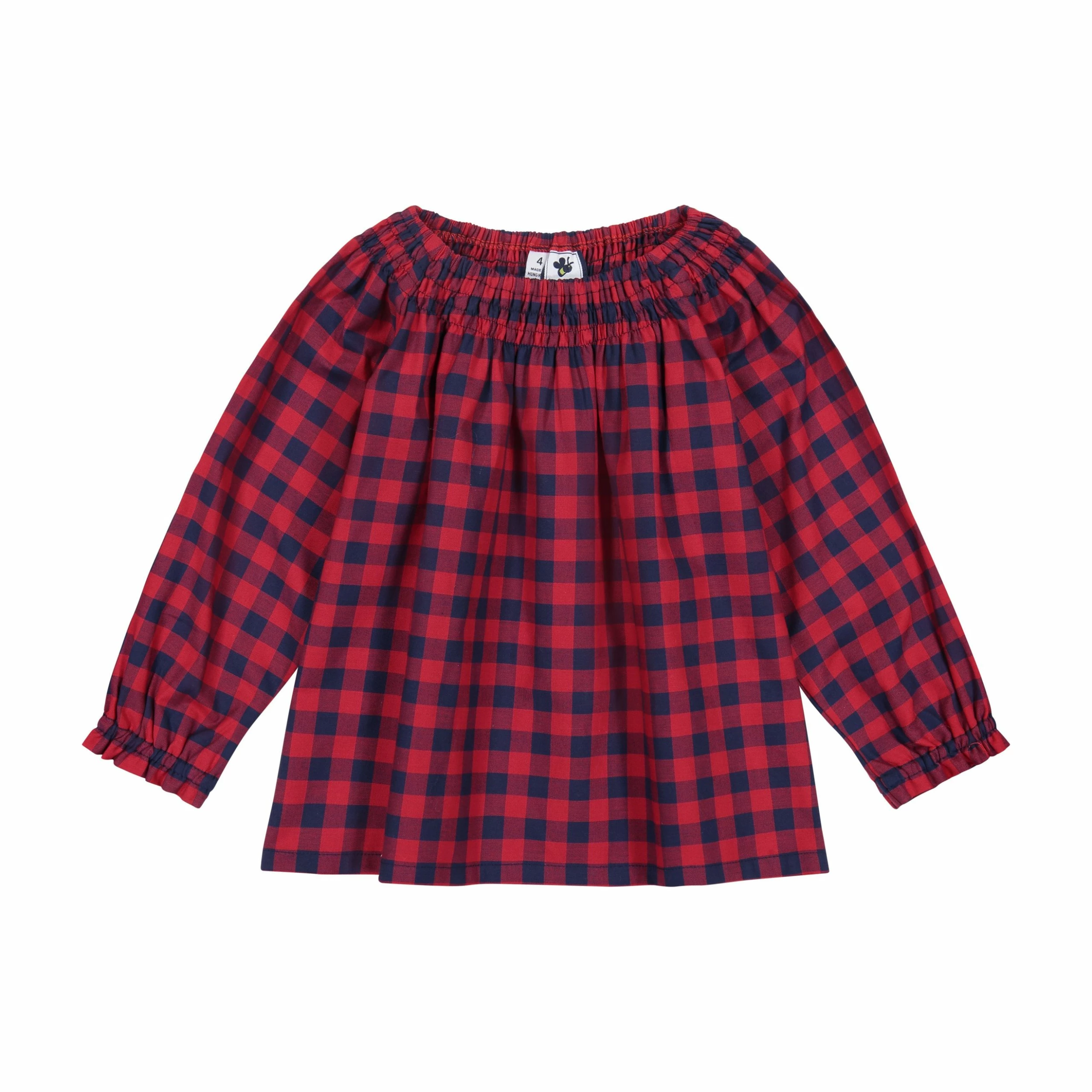 Busy Bees Georgina Girls Smocked Top, Red Navy Check 1 Busy Bees Georgina Girls Smocked Top, Red Navy Check