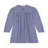 Busy Bees Ginny Girls Peter Pan Collar Dress, Slate Blue Stripe