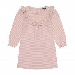 Busy Bees Kennedy Ruffle Bib Dress, Rose Pink Stripe