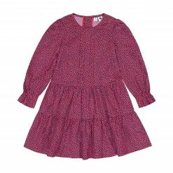 Busy Bees Poppy Girls Drop Waist Dress, Red Hearts For Kids