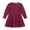 Busy Bees For Kids Poppy Girls Drop Waist Dress, Red Navy Check