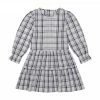 Busy Bees Poppy Girls Drop Waist Dress, White Navy Plaid For Kids
