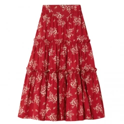Sea NY Alessia Tiered Skirt, Red