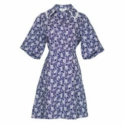 Sea NY Josefine Button Down Dress, Blueberry Wear