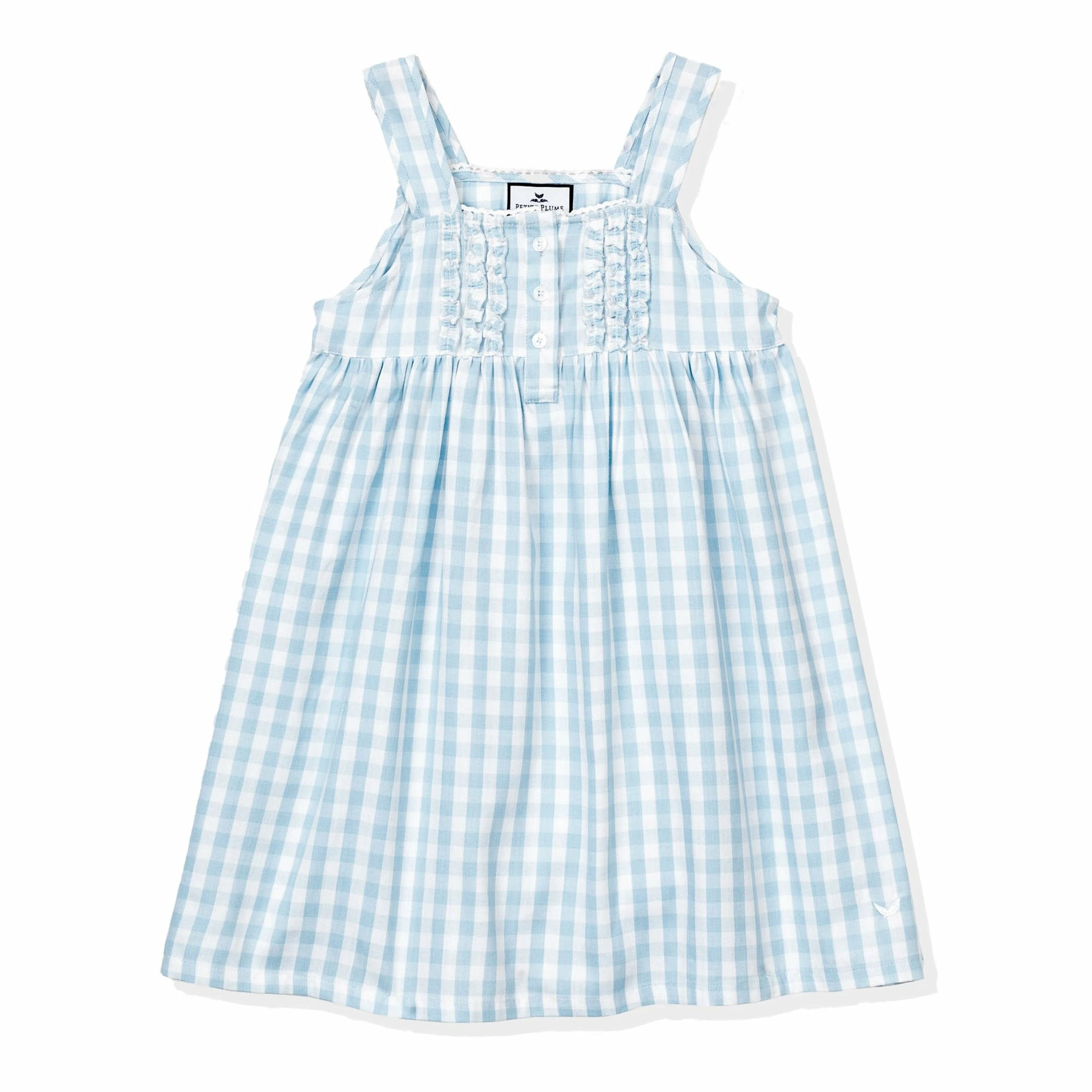 Petite Plume Light Blue Gingham Charlotte Nightgown 1 Petite Plume Light Blue Gingham Charlotte Nightgown
