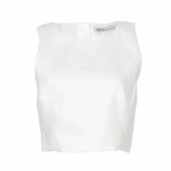 Soft Animal Button Back Linen Tank, White Wear