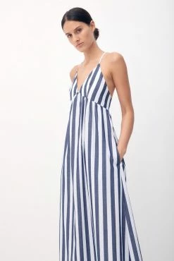 Bird & Knoll Wear Soliel Sundress, Navy Stripe