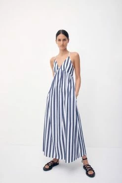 Bird & Knoll Wear Soliel Sundress, Navy Stripe
