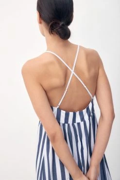 Bird & Knoll Wear Soliel Sundress, Navy Stripe