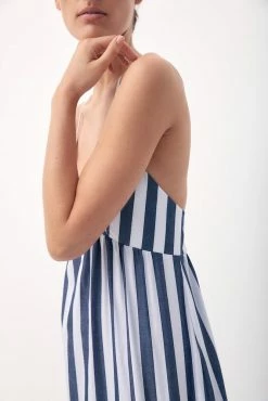 Bird & Knoll Wear Soliel Sundress, Navy Stripe