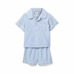 Petite Plume French Blue Seersucker Short Set For Kids
