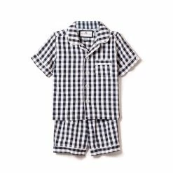 Petite Plume For Kids Navy Gingham Short Set