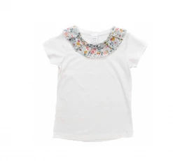 Coco & Wolf Little Girl's Ottilie Collar T-Shirt, Betsy Grey Gift