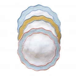 Hibiscus Linens Live Applique Scallop Cocktail Napkin