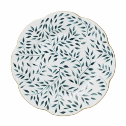 Maison Margaux Spring Leaves In Green And Gold Dinner Plate Live