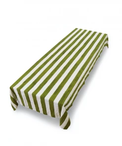 Summerill Stripe Linen Tablecloth, Green Live
