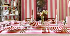 Summerill Live Stripe Linen Tablecloth, Rose Pink