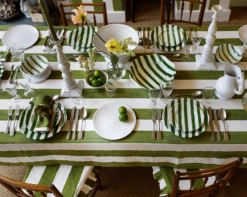 Summerill Stripe Linen Tablecloth, Green Live
