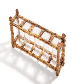 Only On The Avenue Live Glass Flutes With Bamboo Frame